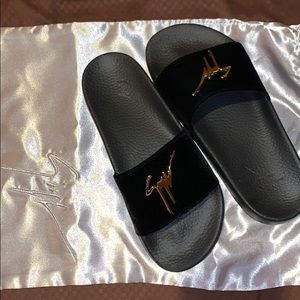 Giuseppe Zanotti Black Velvet Sandals